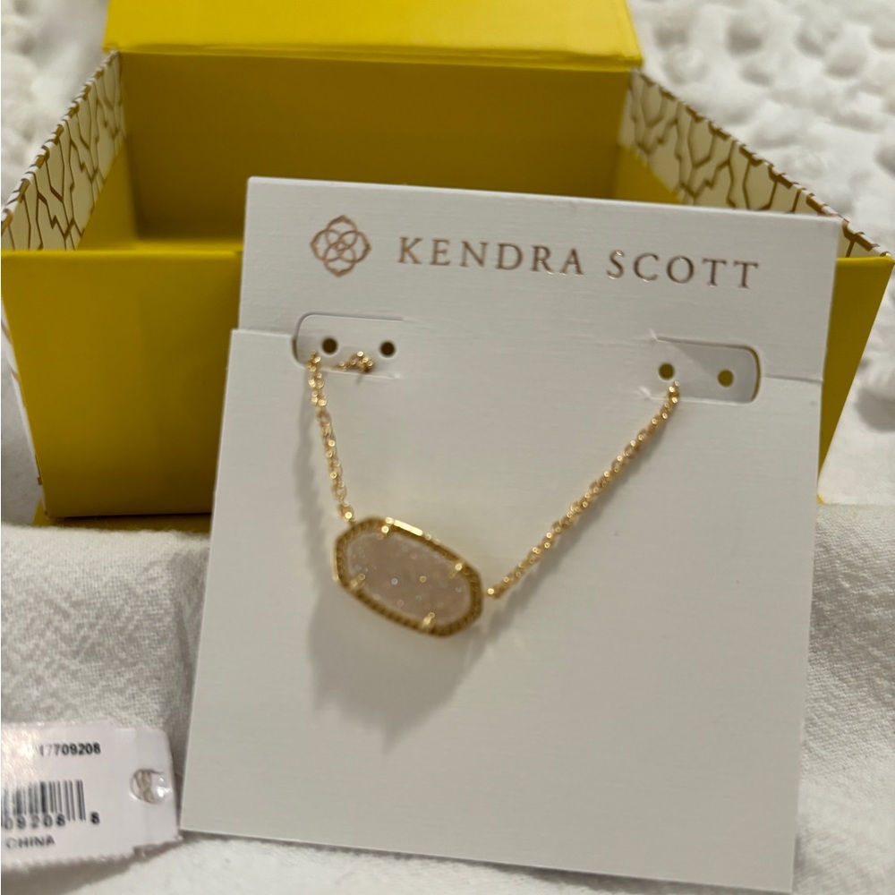 Kendra Scott Elisa Gold Pendant Necklace in Iridescent Drusy (Best Seller)